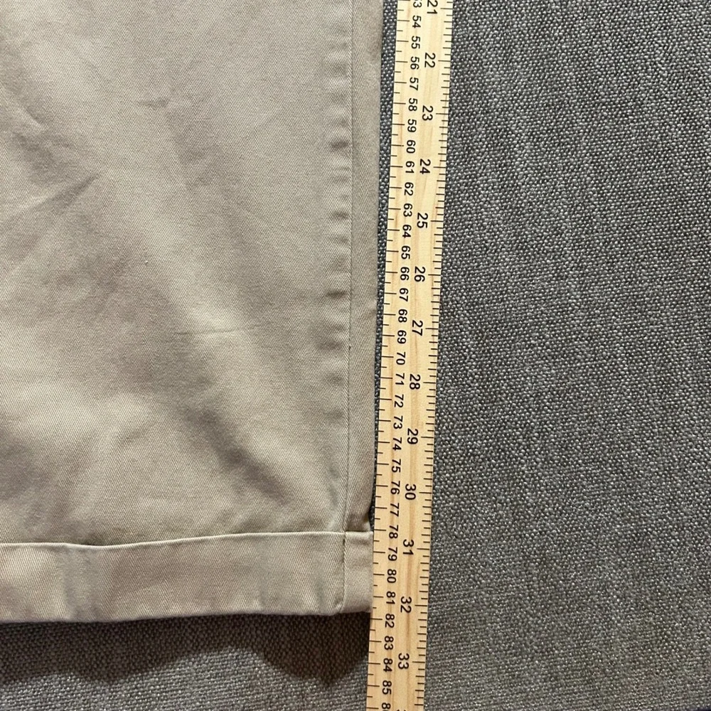 Polo Ralph Lauren Chino Pants Mens 38x32 Khaki Tan Pleated Cuffed Cotton Twill